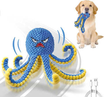 Interactive Octopus Dog Toy – Blue Plush Squeaky Toy for Boredom Relief