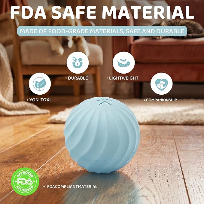 Automatic Moving Dog Toy Ball – USB-C Rechargeable Rubber Ball with 2 Modes