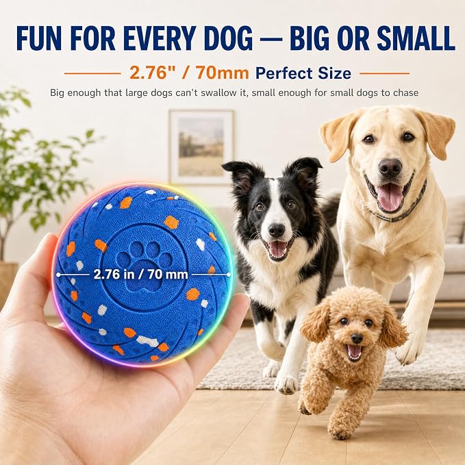 Smart Interactive Dog Ball – Auto-Moving Rolling & Bouncing Toy with 7 LEDs