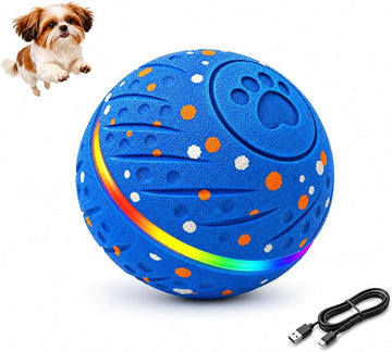 Smart Interactive Dog Ball – Auto-Moving Rolling & Bouncing Toy with 7 LEDs