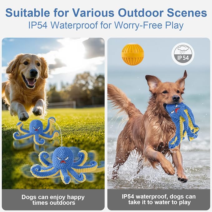 Interactive Octopus Dog Toy – Blue Plush Squeaky Toy for Boredom Relief